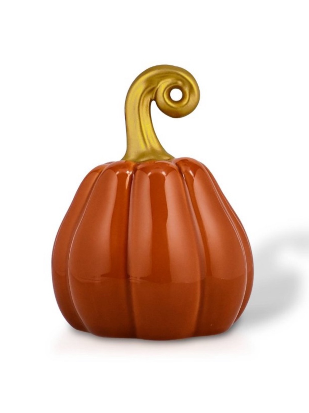 Medium Ceramic Pumpkin Tabletop Decor Burnt Orange & Gold  - Target